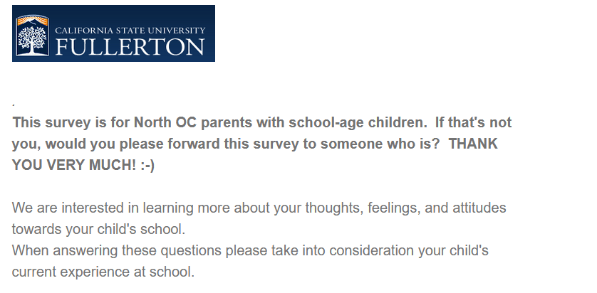 Are you an OC parent who can do a quick survey to help out one of our student consulting teams?