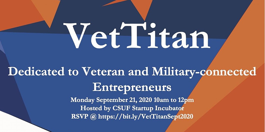VetTitans Kickoff Event on September 21st! Mark your calendars for this entrepreneurial event for military veterans (all are welcomed)